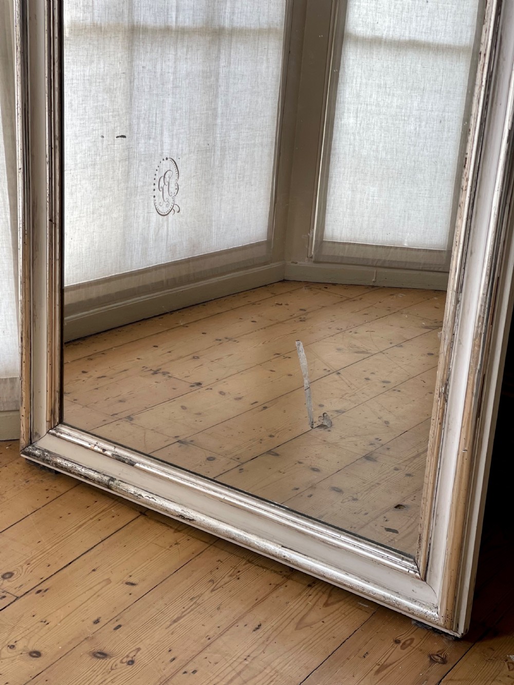 Large antique French silver gilt and gesso mirror View IX