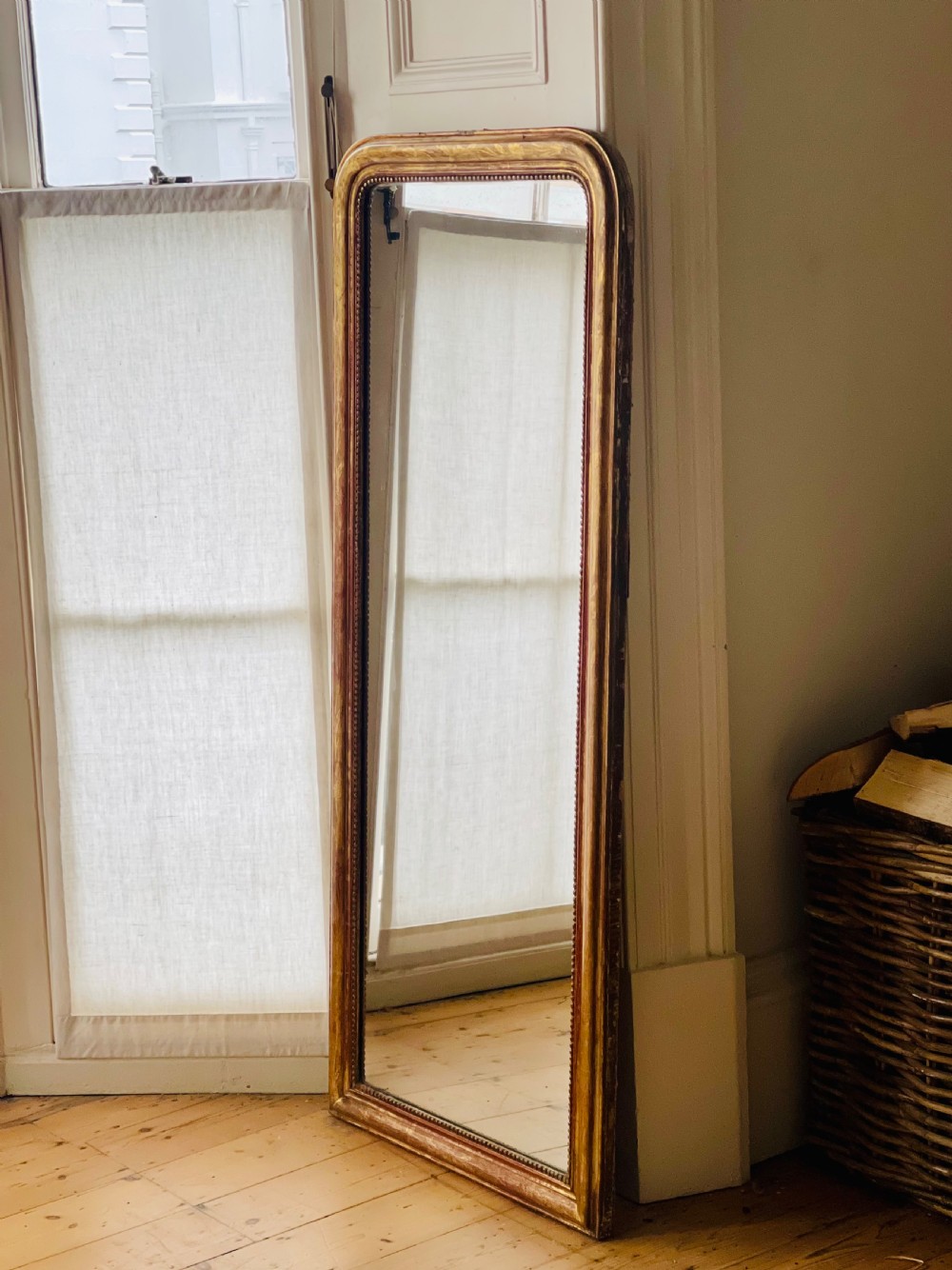 Tall 19th century French gilt Louis Philippe mirror - mercury glass 