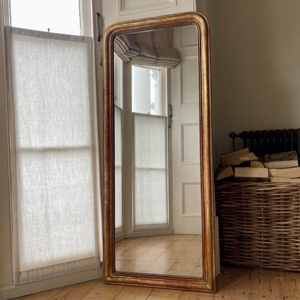 Tall 19th century French gilt Louis Philippe mirror - mercury glass  View IV