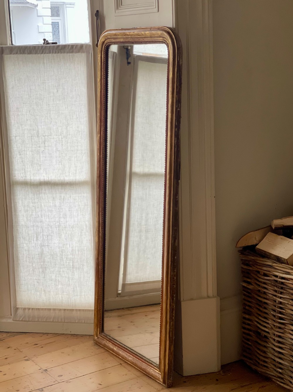 Tall 19th century French gilt Louis Philippe mirror - mercury glass  View VIII