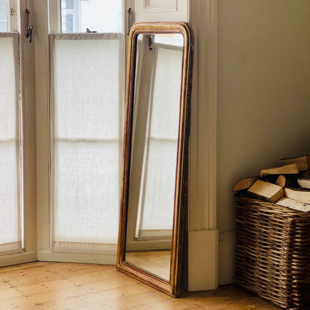 Tall 19th century French gilt Louis Philippe mirror - mercury glass  View X