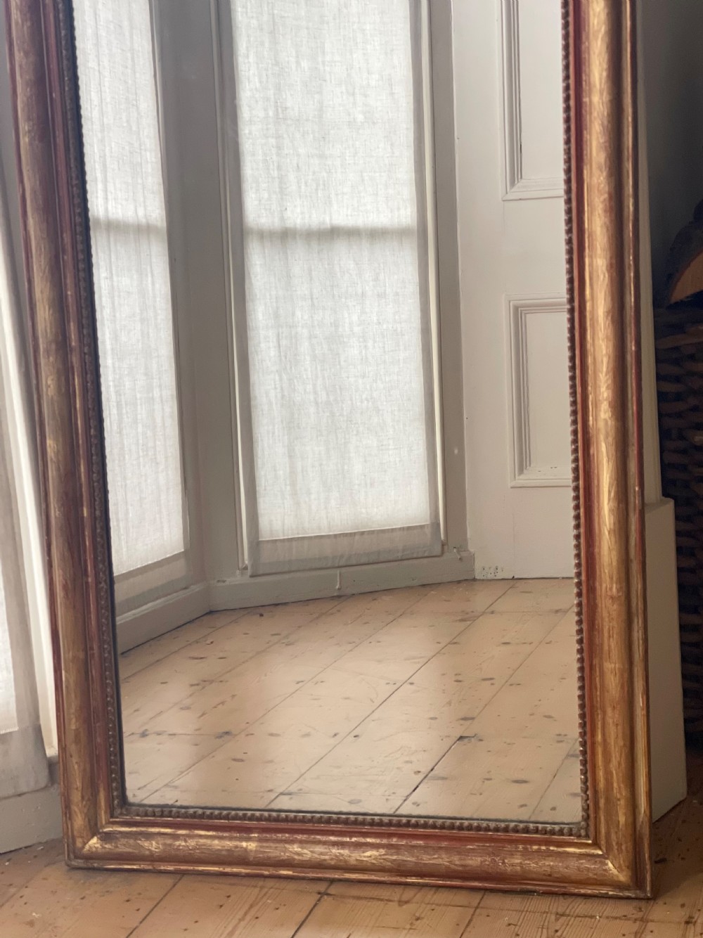 Tall 19th century French gilt Louis Philippe mirror - mercury glass  View XIII
