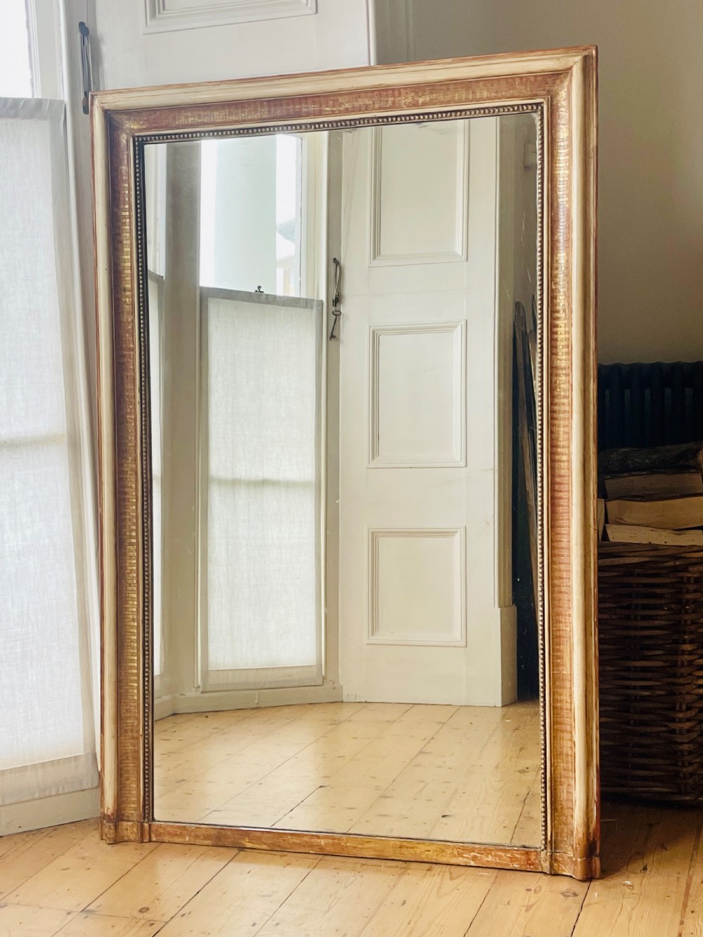 Large 19th century French gilt and gesso rectangular mirror 