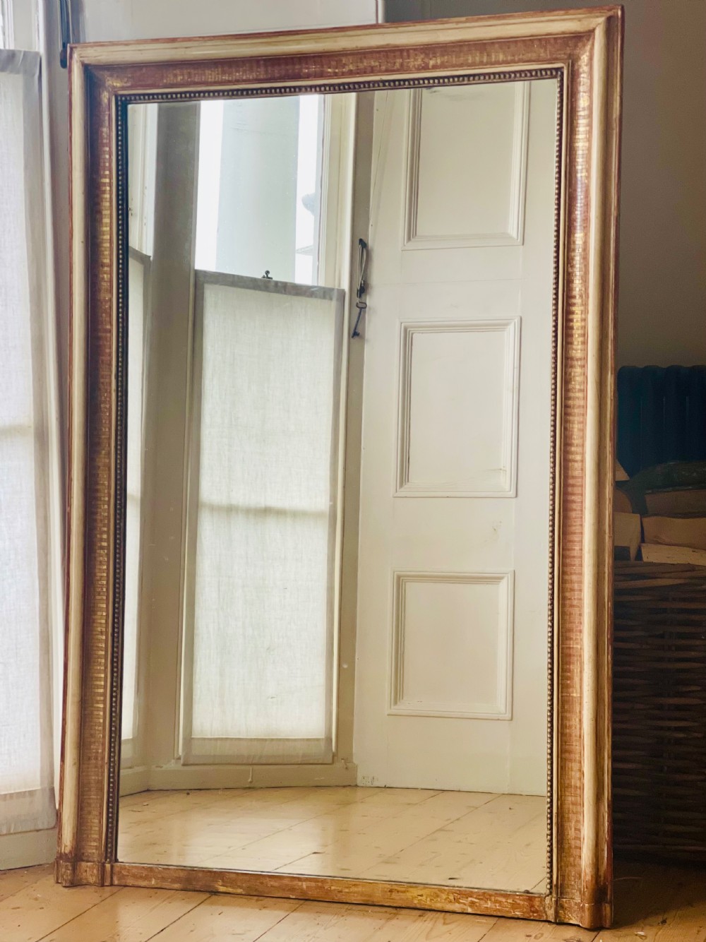 Large 19th century French gilt and gesso rectangular mirror  View V