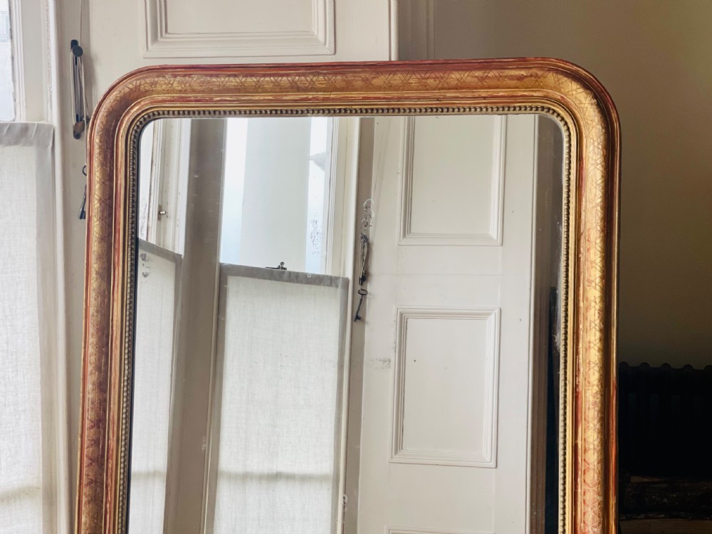 Large antique French gilt Louis Philippe mirror - mercury glass
 View V