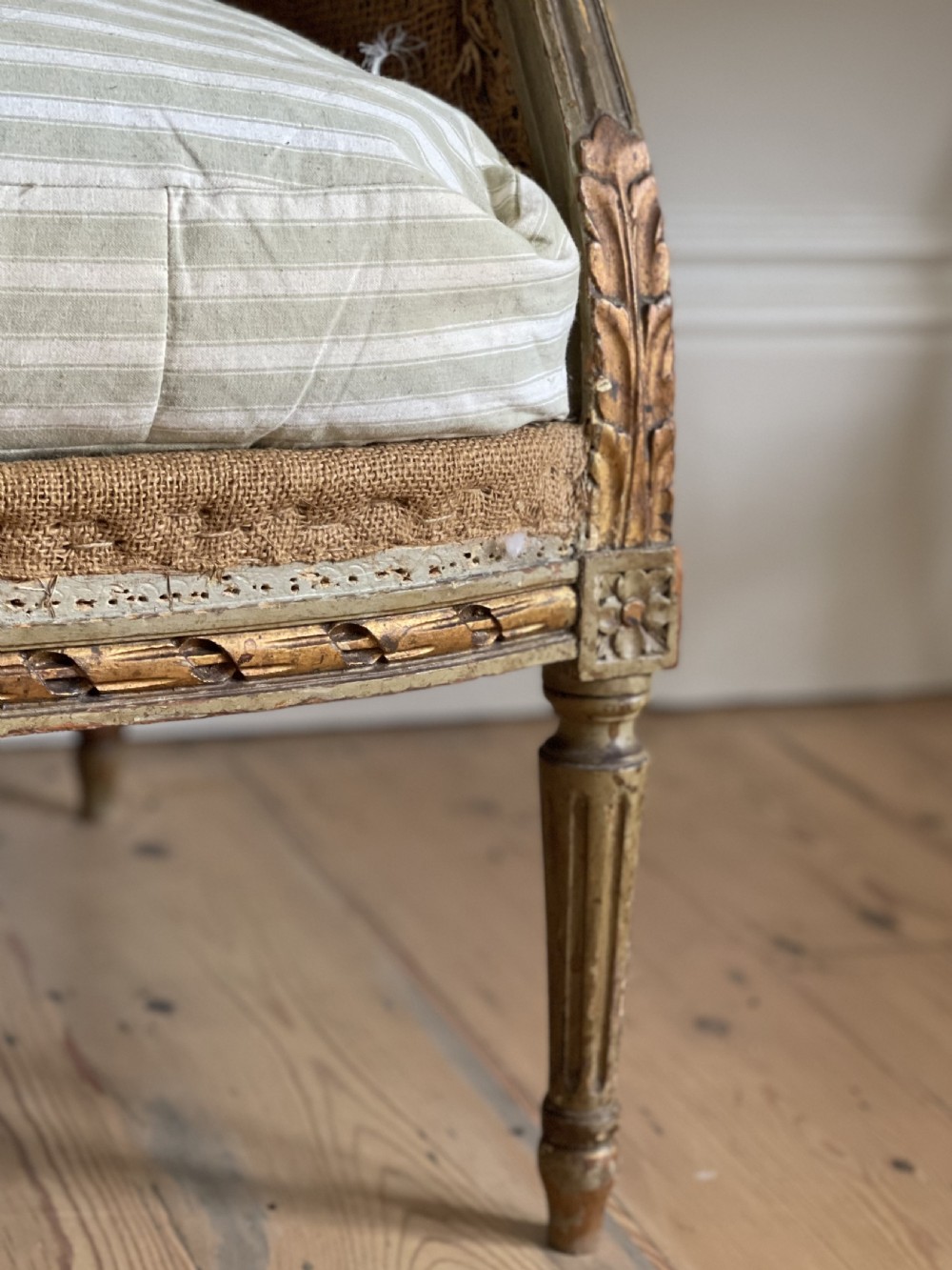 19th century French Louis XVI sofa - original paint.  View VI