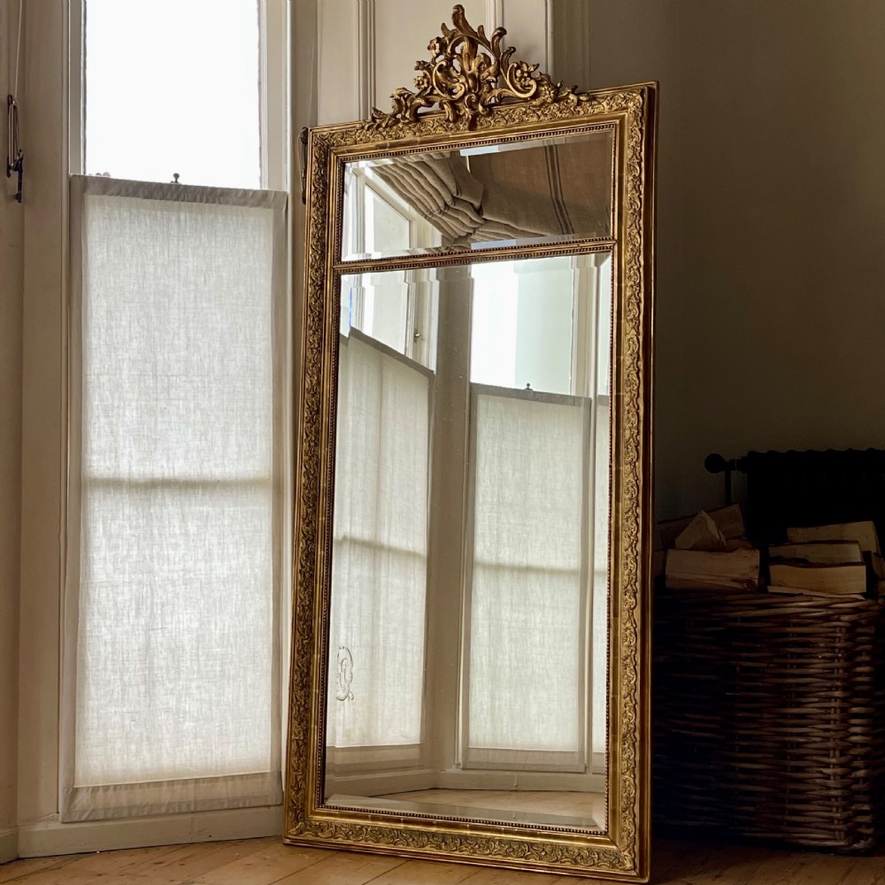 Large Antique French gilt mirror - bevelled glass View II
