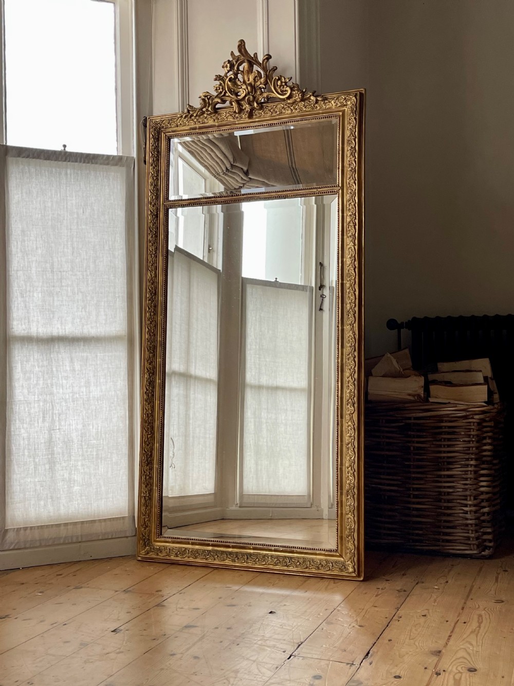 Large Antique French gilt mirror - bevelled glass View III