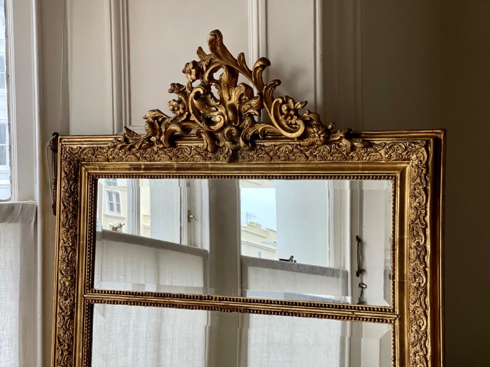 Large Antique French gilt mirror - bevelled glass View V