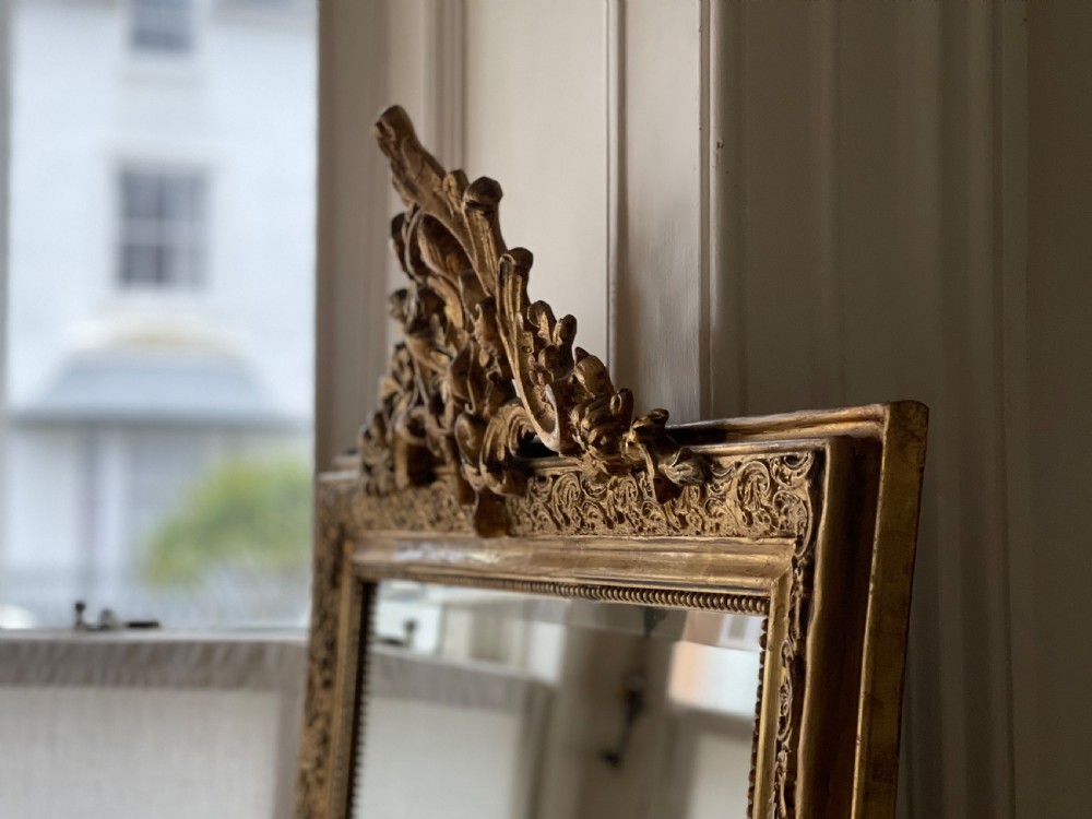 Large Antique French gilt mirror - bevelled glass View VI