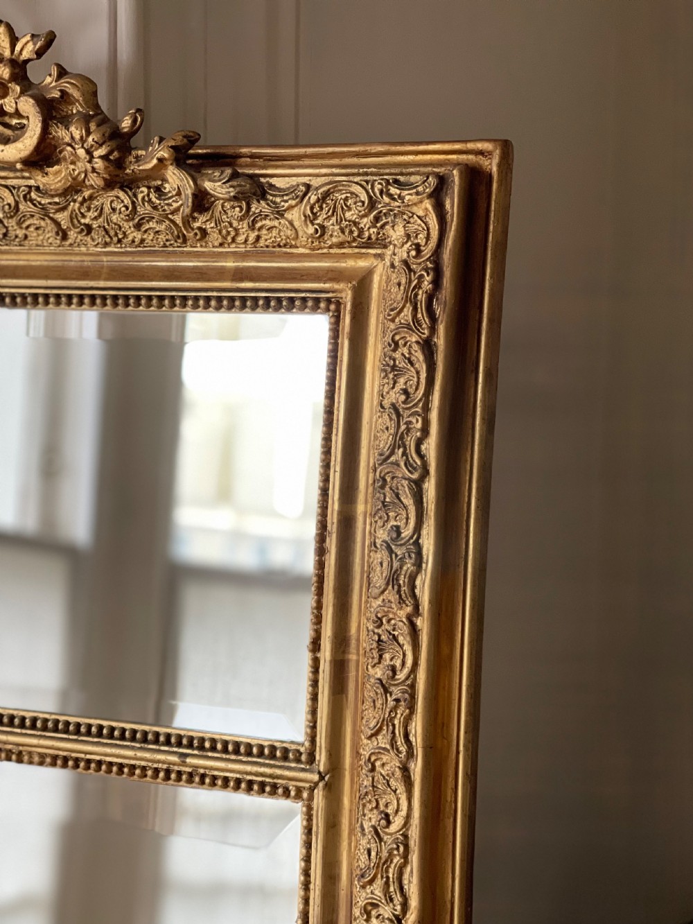 Large Antique French gilt mirror - bevelled glass View VII