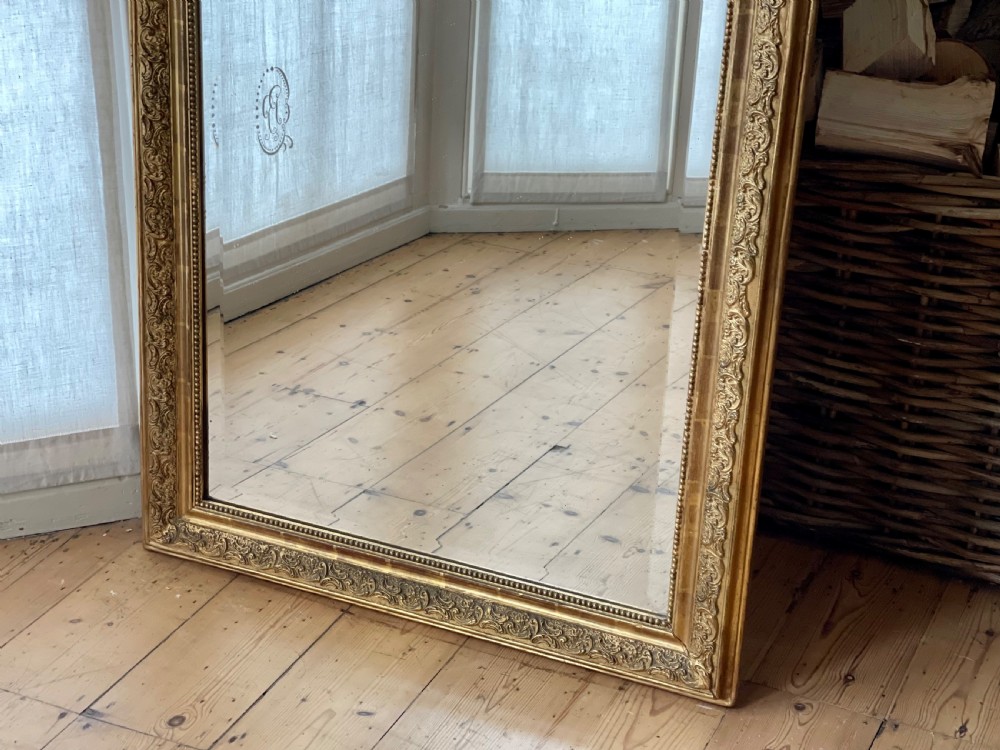Large Antique French gilt mirror - bevelled glass View X