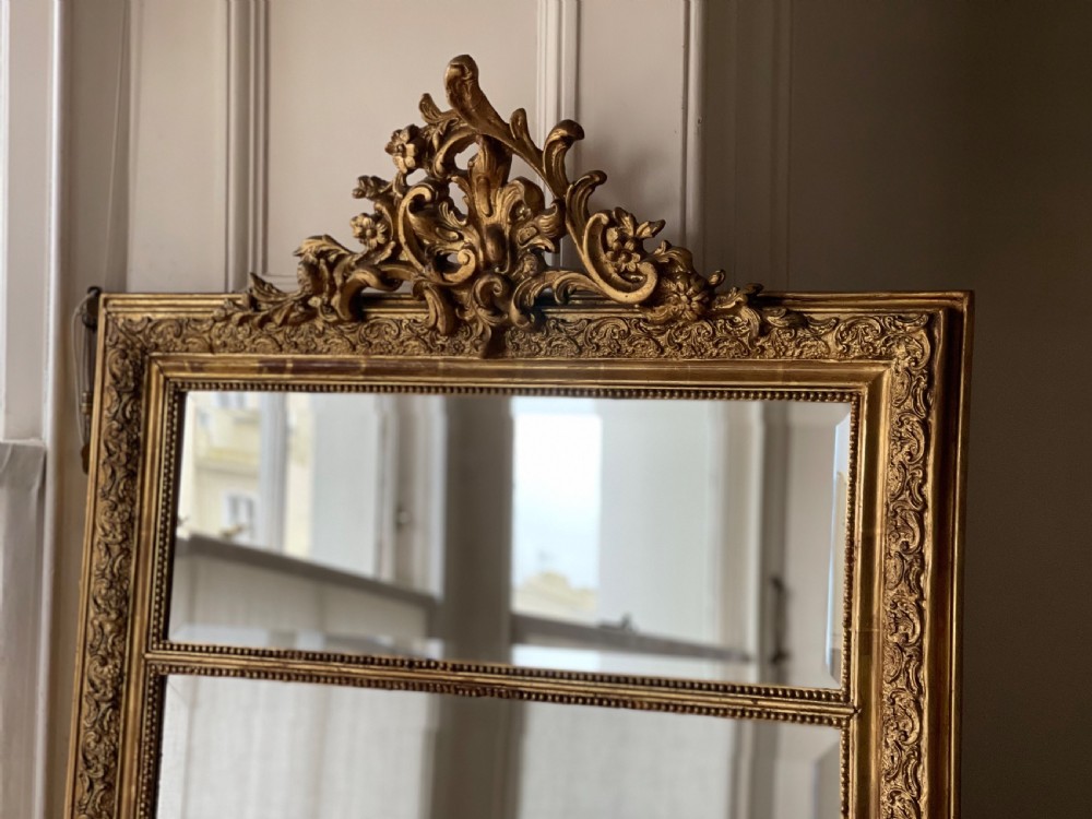 Large Antique French gilt mirror - bevelled glass View XI