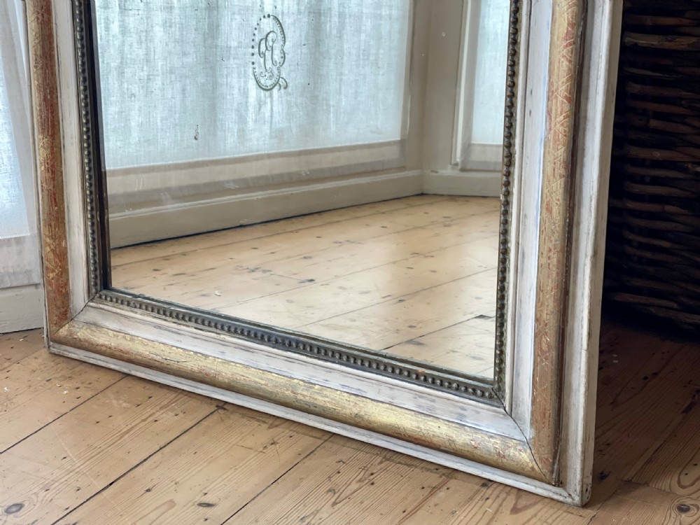 Antique French gilt and bare gesso mirror c1860 - mercury glass View II