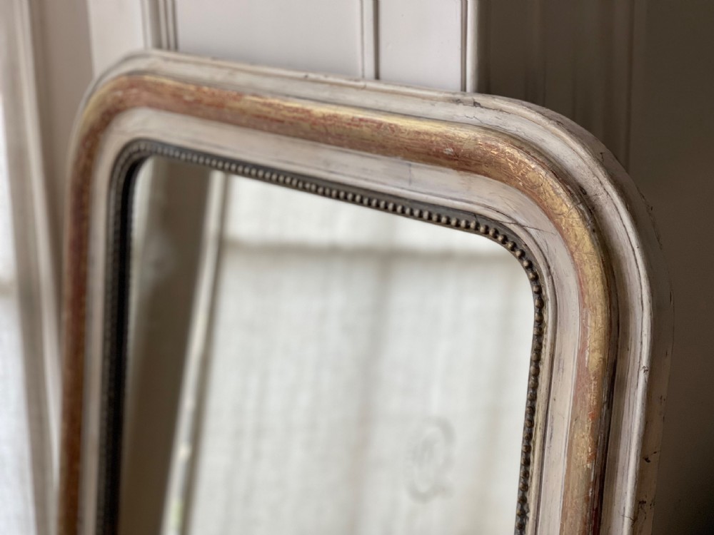 Antique French gilt and bare gesso mirror c1860 - mercury glass View III