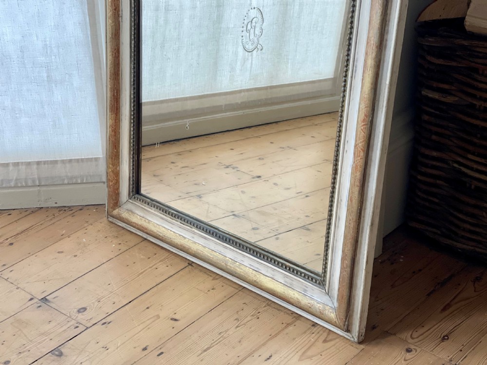 Antique French gilt and bare gesso mirror c1860 - mercury glass View IV