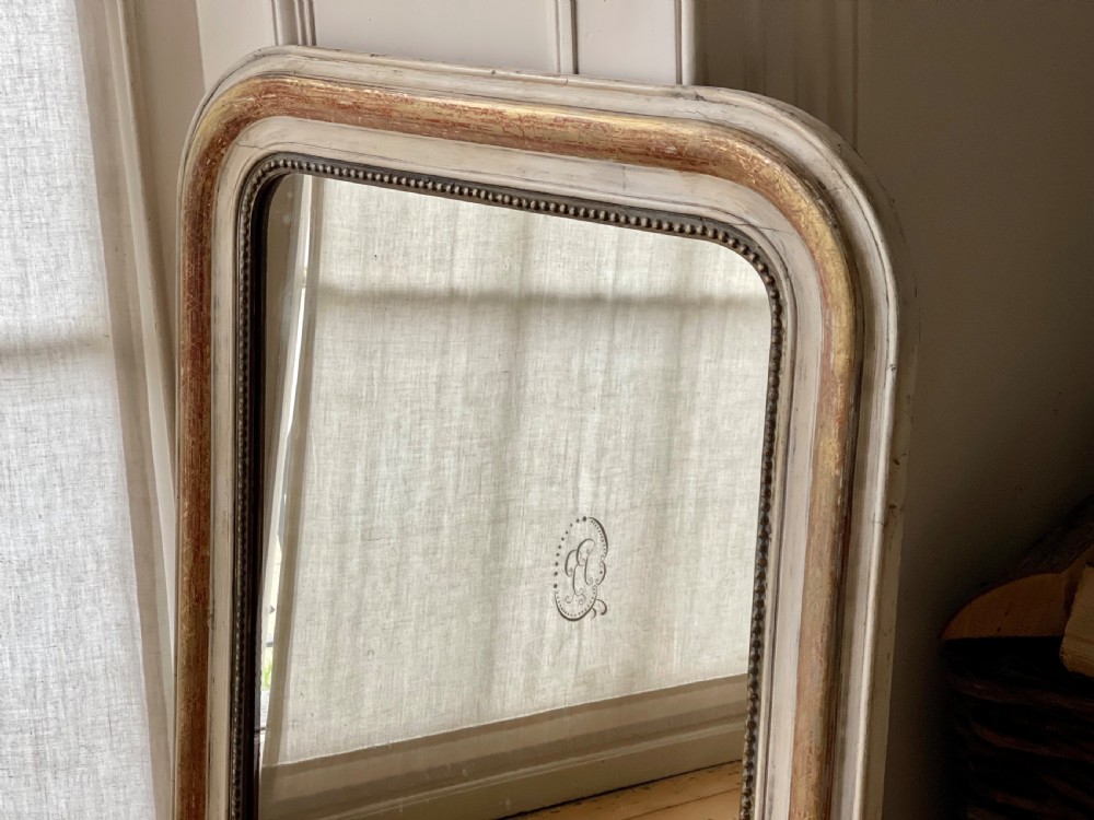 Antique French gilt and bare gesso mirror c1860 - mercury glass View V