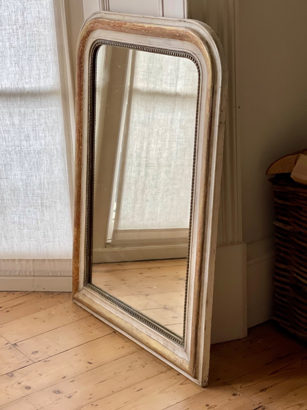 Antique French gilt and bare gesso mirror c1860 - mercury glass View VI