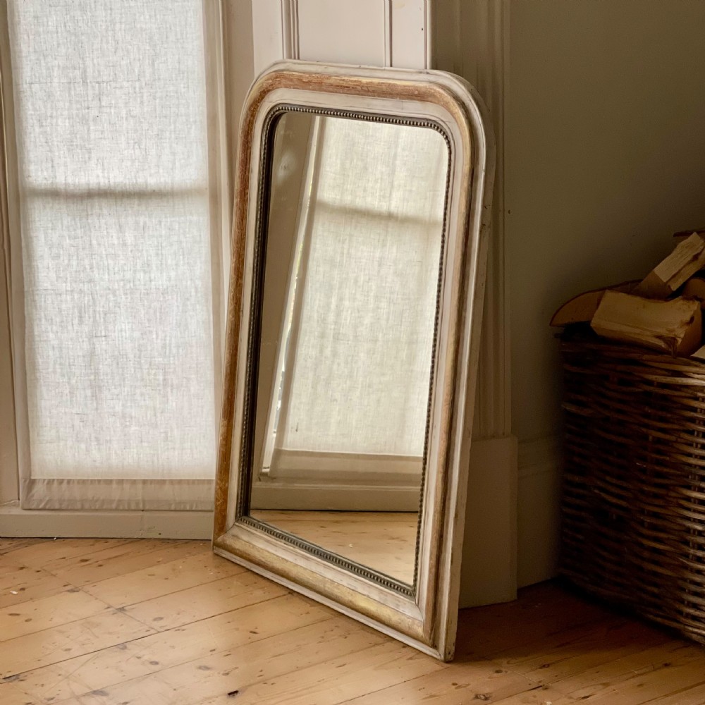 Antique French gilt and bare gesso mirror c1860 - mercury glass View VII