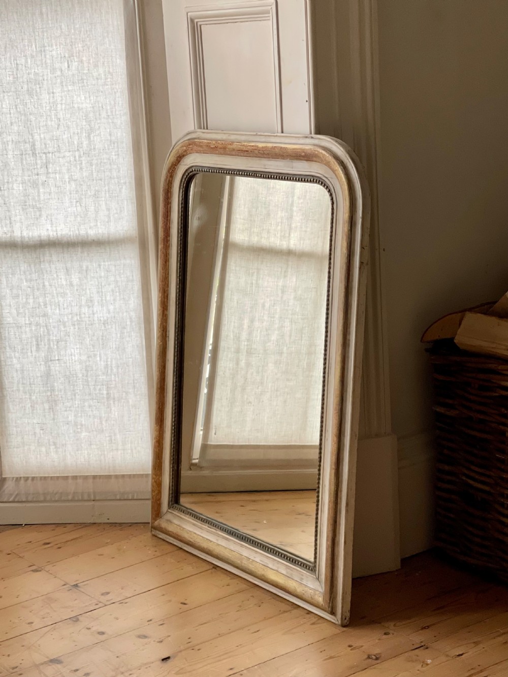 Antique French gilt and bare gesso mirror c1860 - mercury glass View VIII
