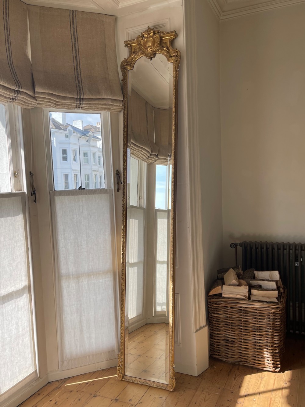 Tall 19th century French gilt mirror 