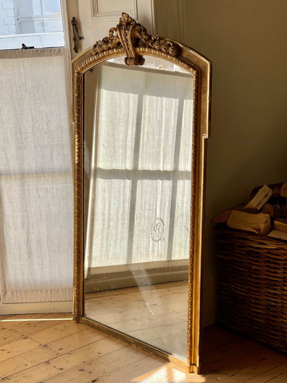 Large 19th century French gilt mirror - mercury glass. 