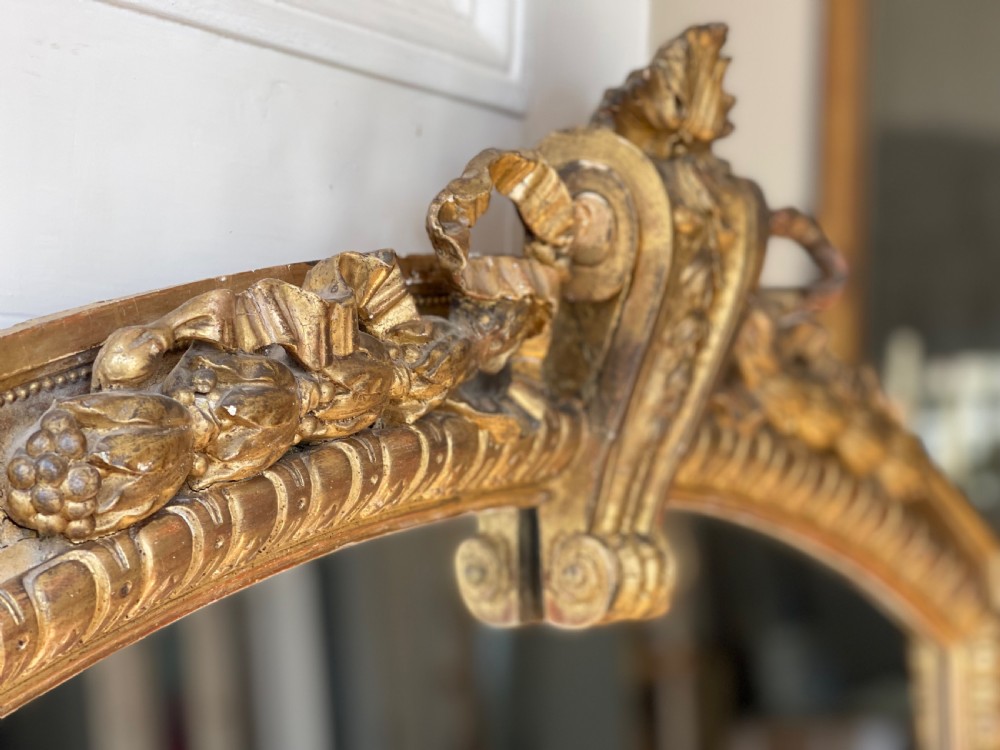 Large 19th century French gilt mirror - mercury glass.  View II