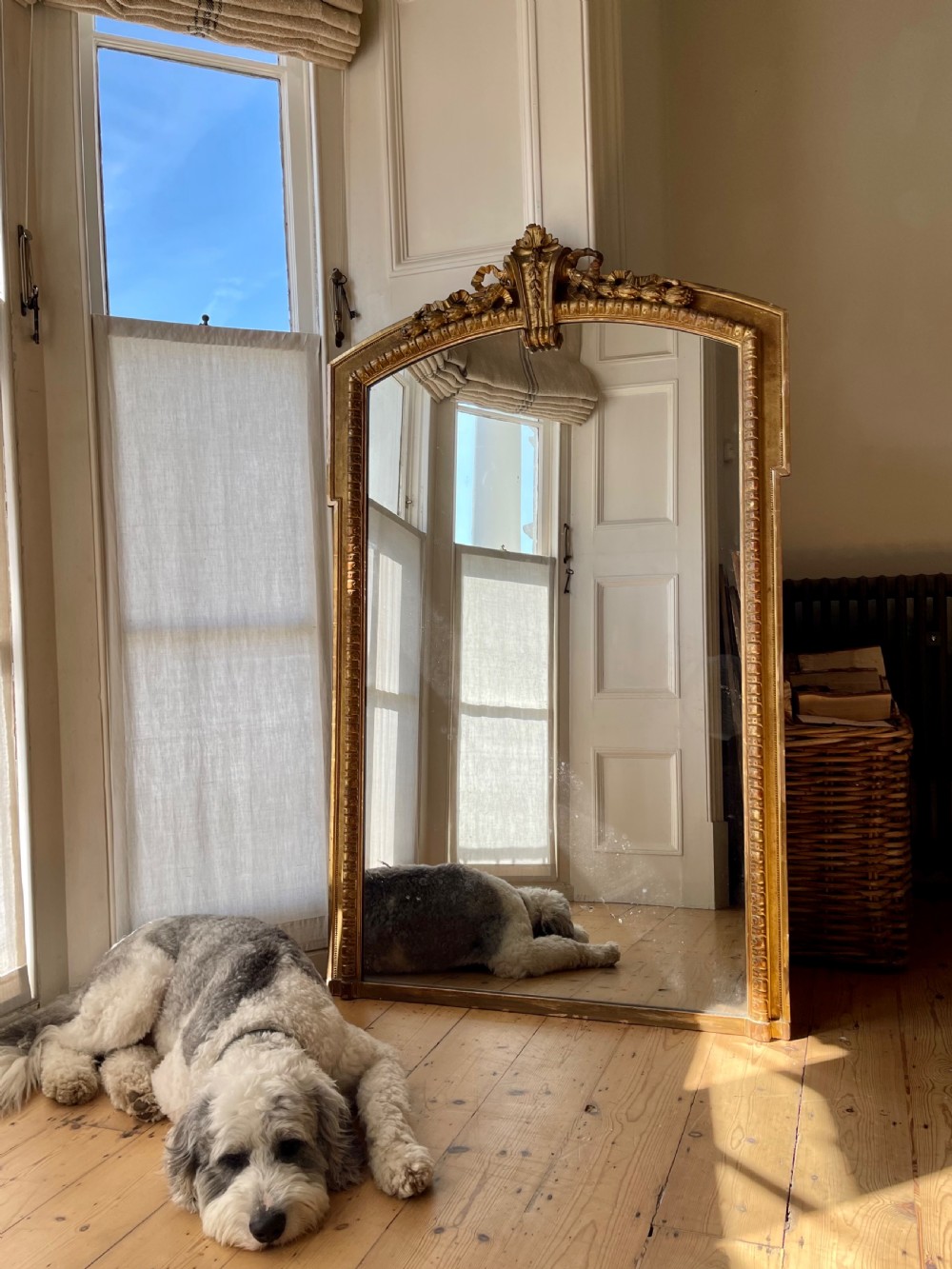 Large 19th century French gilt mirror - mercury glass.  View V