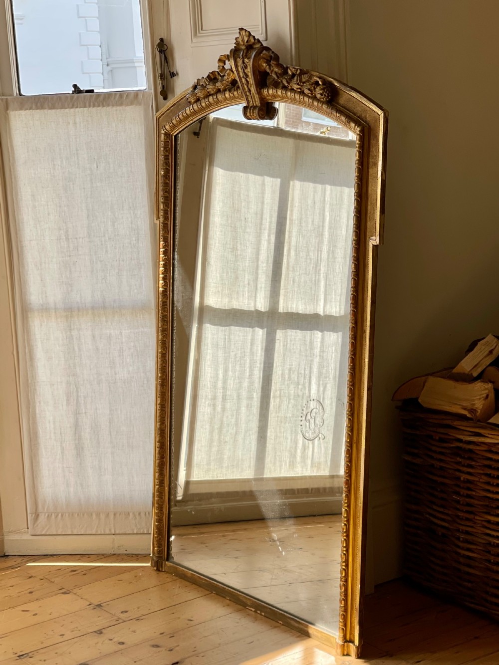 Large 19th century French gilt mirror - mercury glass.  View VII