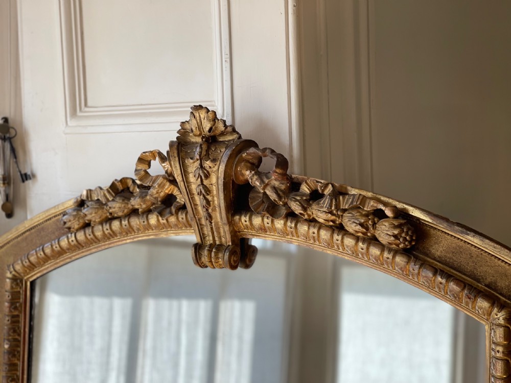 Large 19th century French gilt mirror - mercury glass.  View VIII