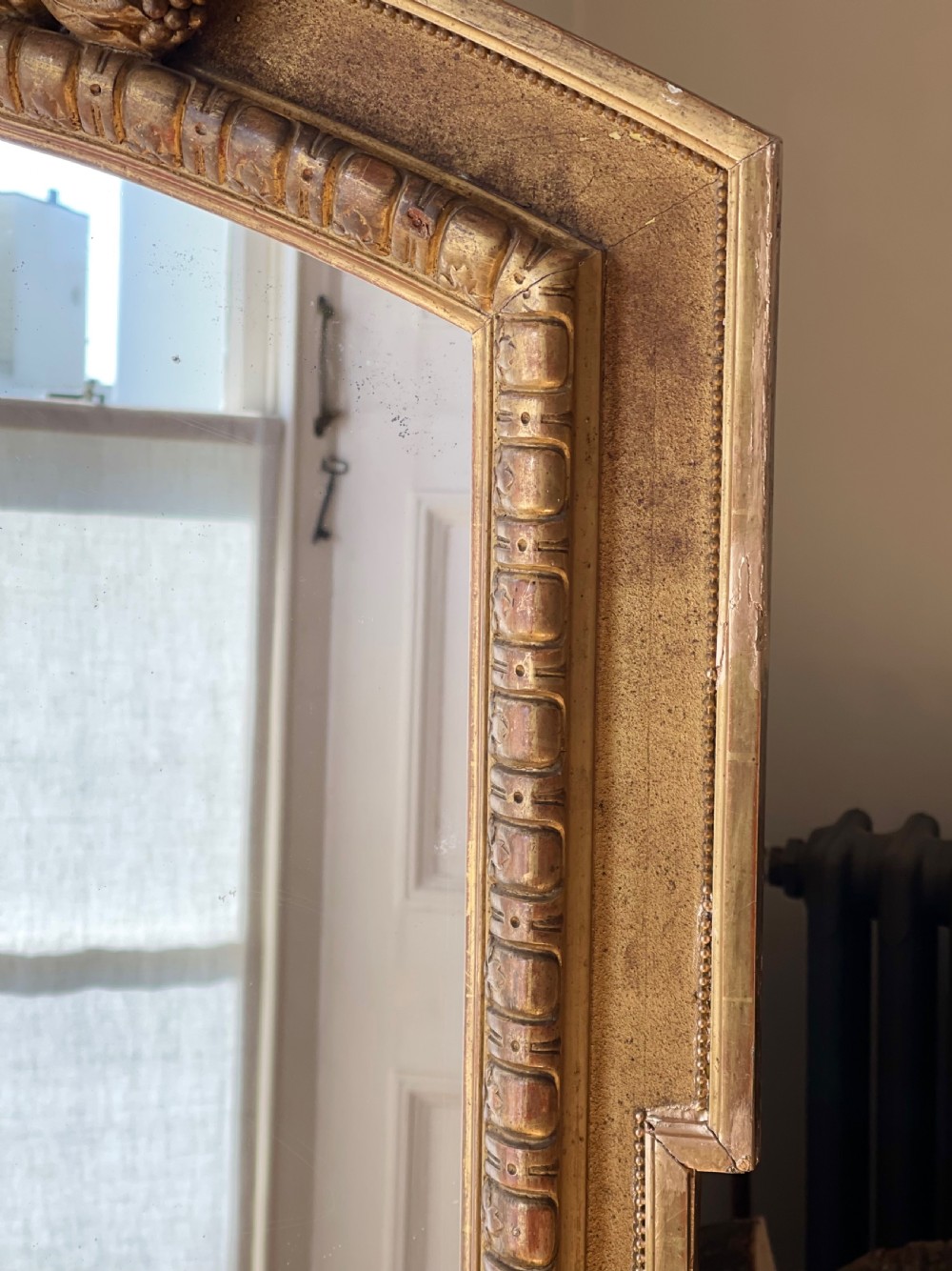 Large 19th century French gilt mirror - mercury glass.  View IX