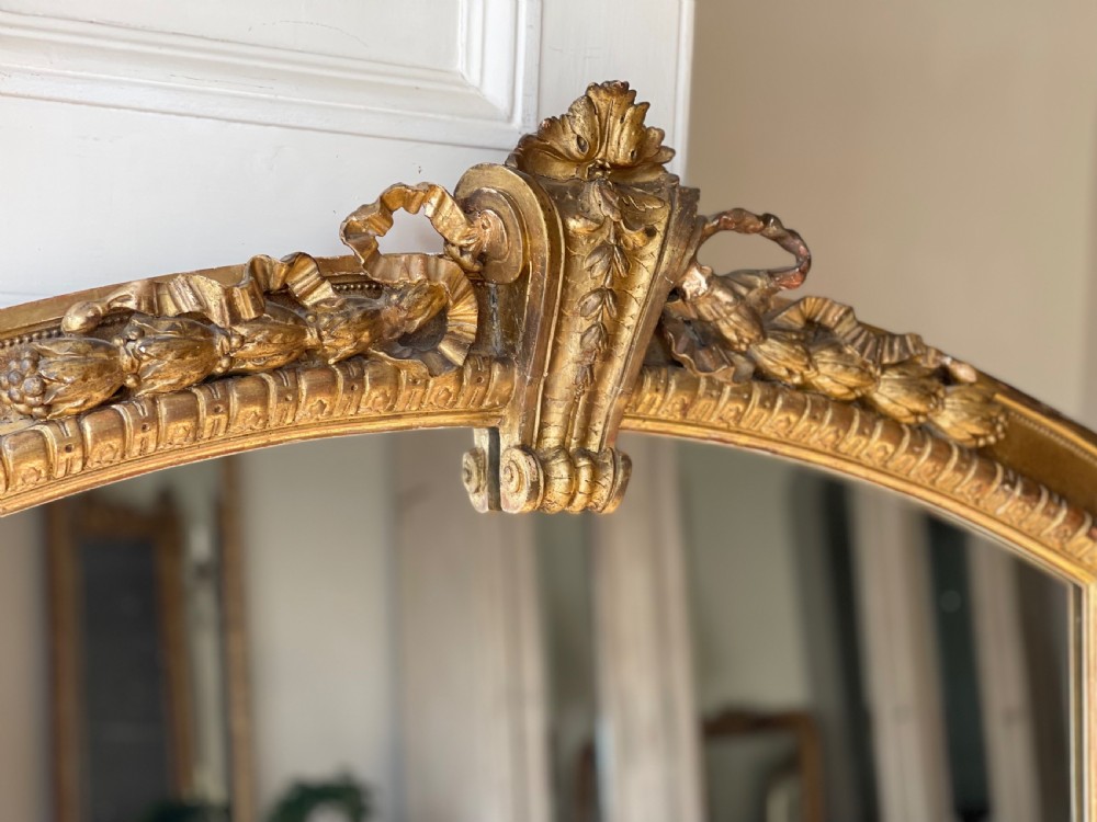 Large 19th century French gilt mirror - mercury glass.  View X