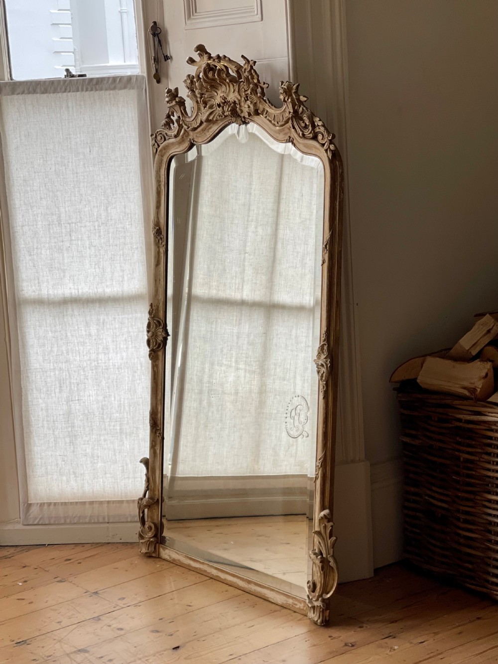 19th century French Louis XV gilt mirror - bevelled glass 