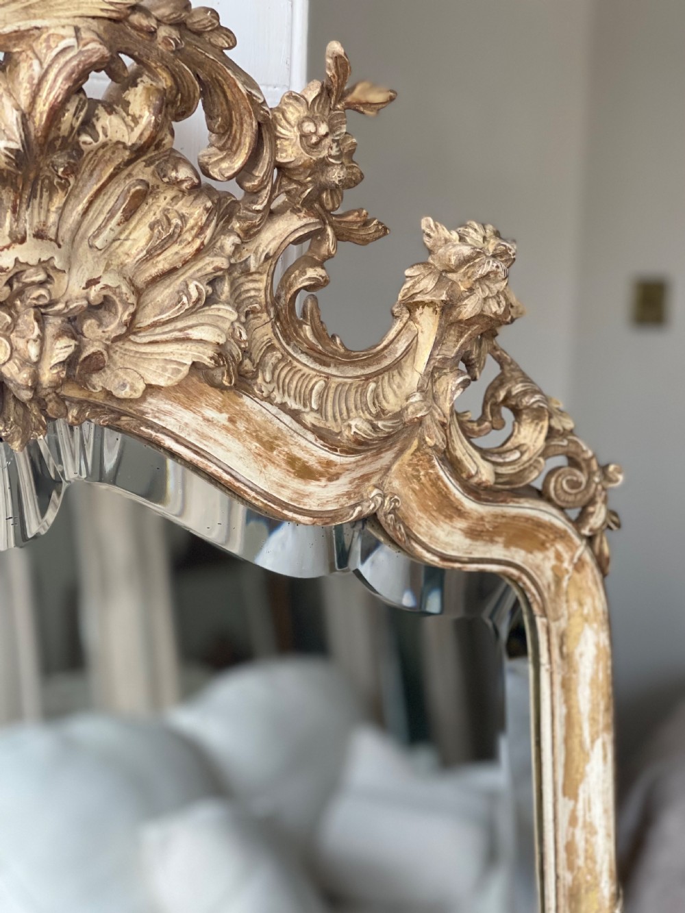 19th century French Louis XV gilt mirror - bevelled glass  View XIV