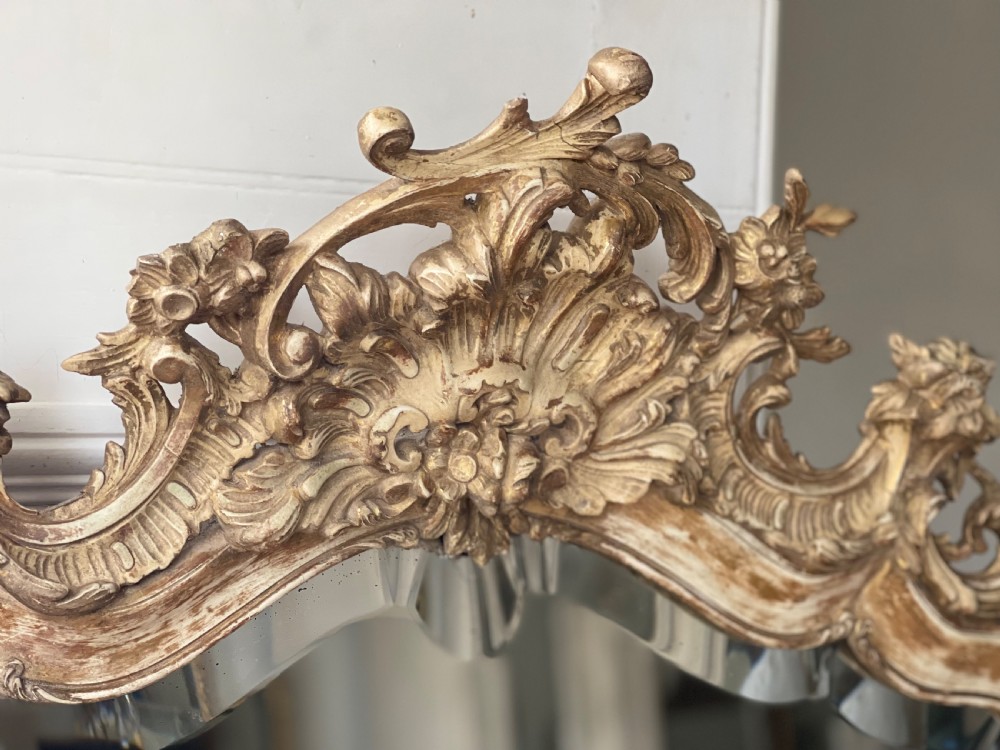 19th century French Louis XV gilt mirror - bevelled glass  View XV