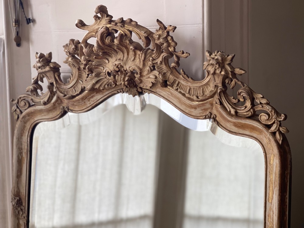 19th century French Louis XV gilt mirror - bevelled glass  View XVII