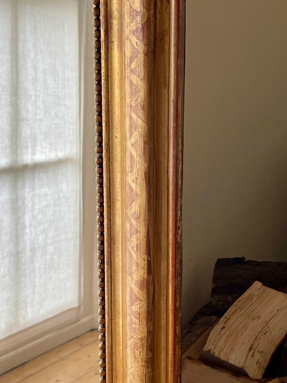 Large antique French gilt Louis Philippe mirror - mercury glass  View II