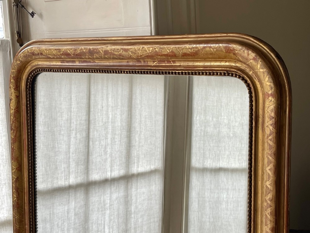 Large antique French gilt Louis Philippe mirror - mercury glass  View III