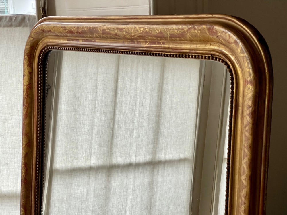 Large antique French gilt Louis Philippe mirror - mercury glass  View VIII