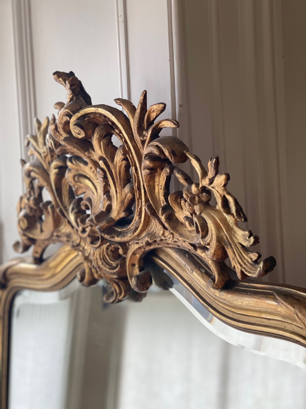 Large antique French gilt Louis XV mirror - bevelled glass  View III