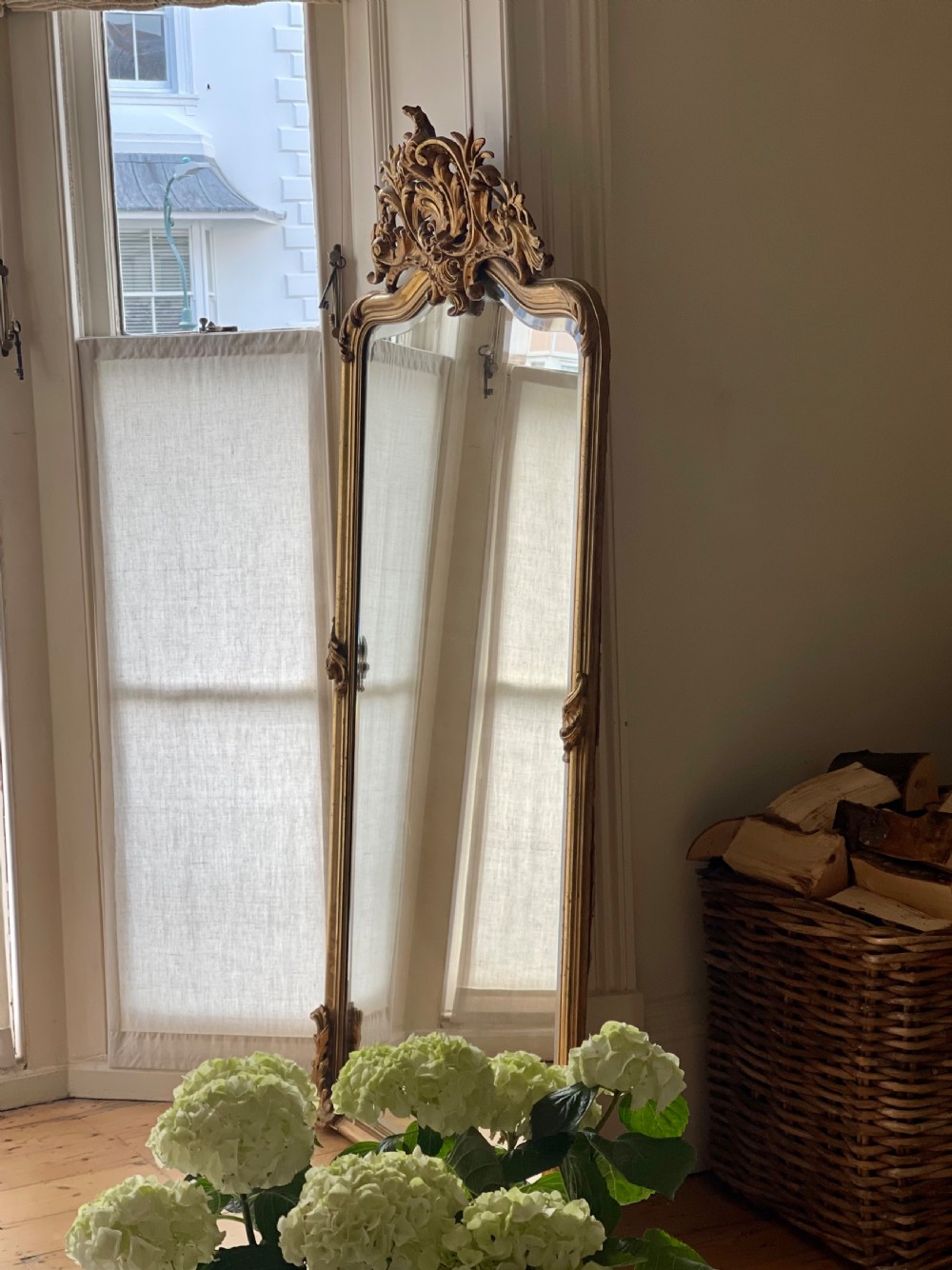 Large antique French gilt Louis XV mirror - bevelled glass  View X
