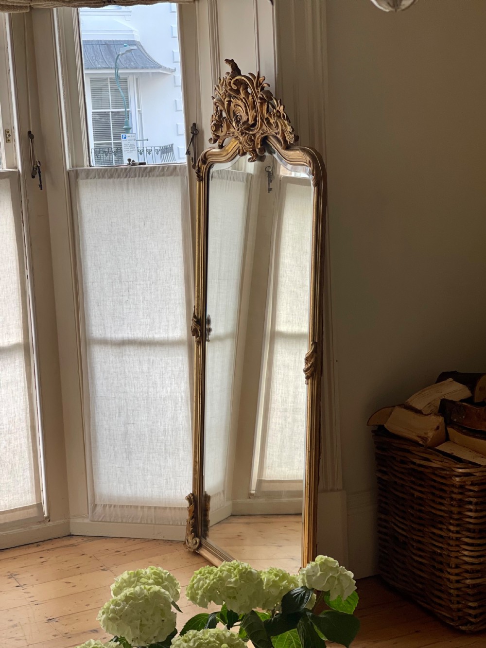 Large antique French gilt Louis XV mirror - bevelled glass  View XI