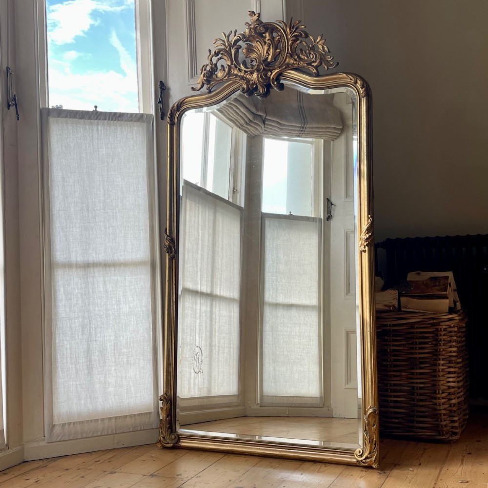 Large antique French gilt Louis XV mirror - bevelled glass  View XII