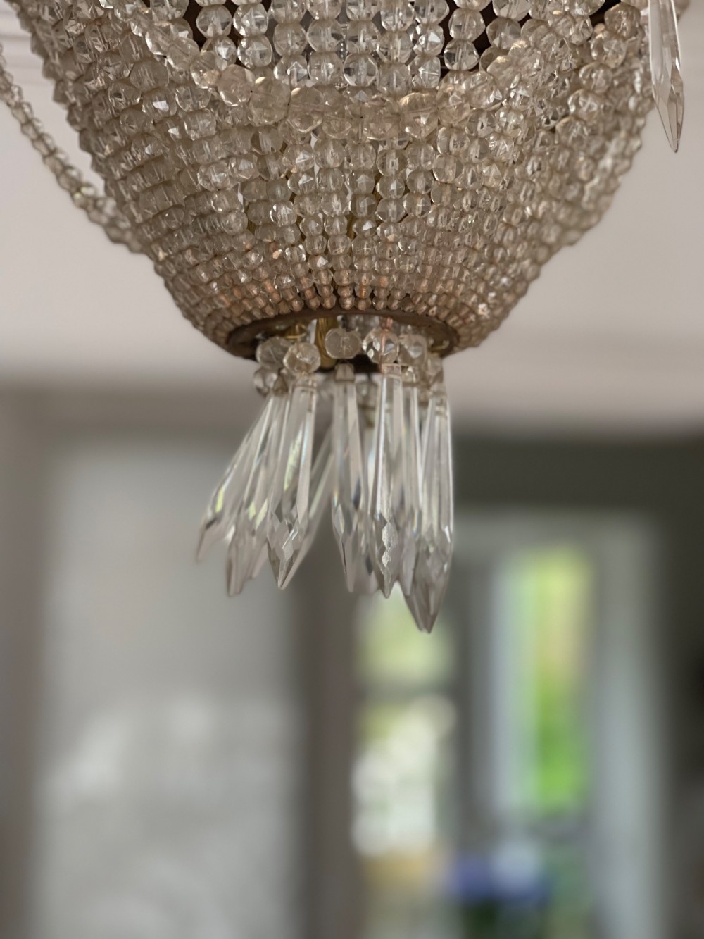 Antique French Louis Philippe crystal bag chandelier c1860 - rewired View VII