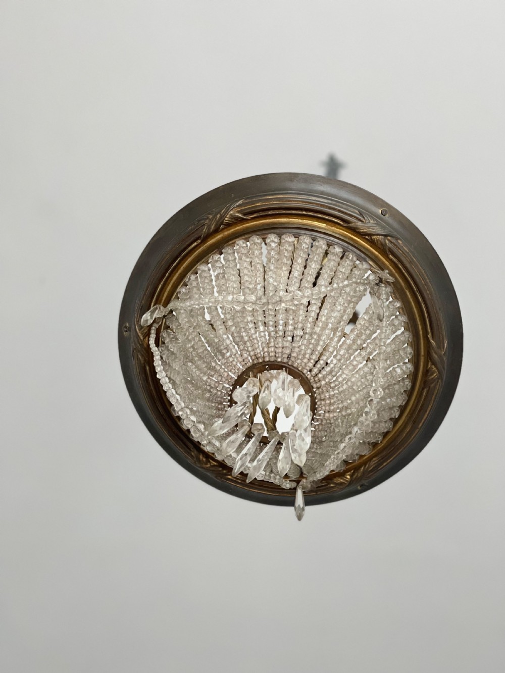 Antique French Louis Philippe crystal bag chandelier c1860 - rewired View X