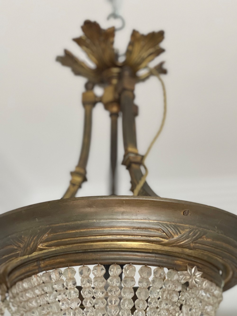 Antique French Louis Philippe crystal bag chandelier c1860 - rewired View XI