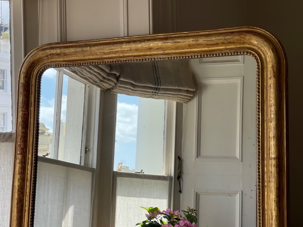 Large antique French gilt Louis Philippe mirror - mercury glass View IV