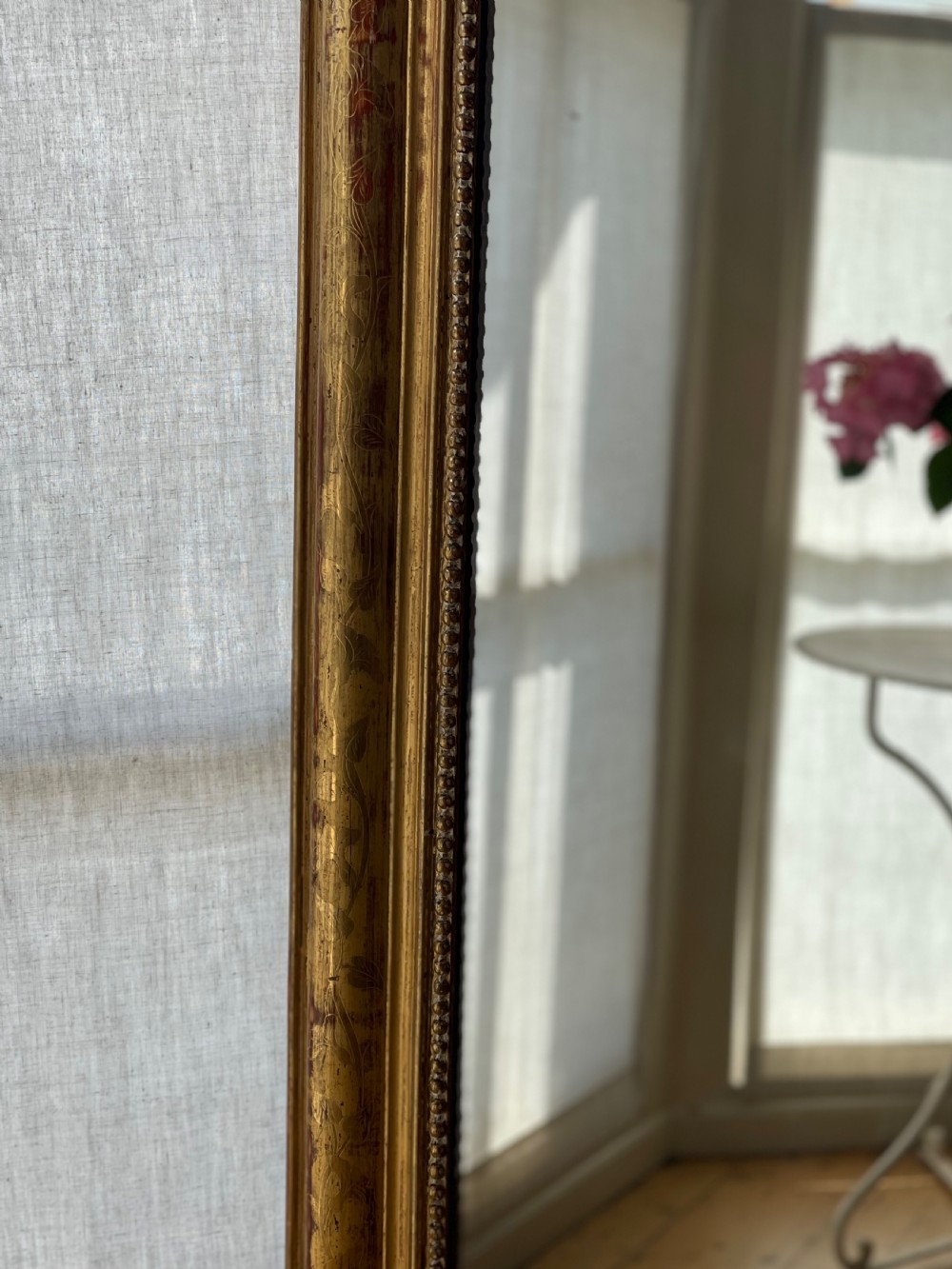 Large antique French gilt Louis Philippe mirror - mercury glass View VI