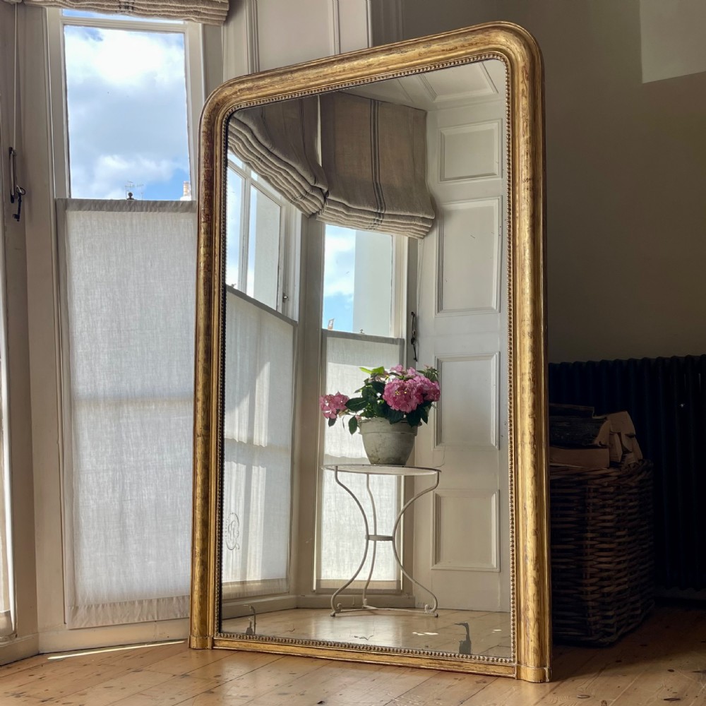 Large antique French gilt Louis Philippe mirror - mercury glass View VII