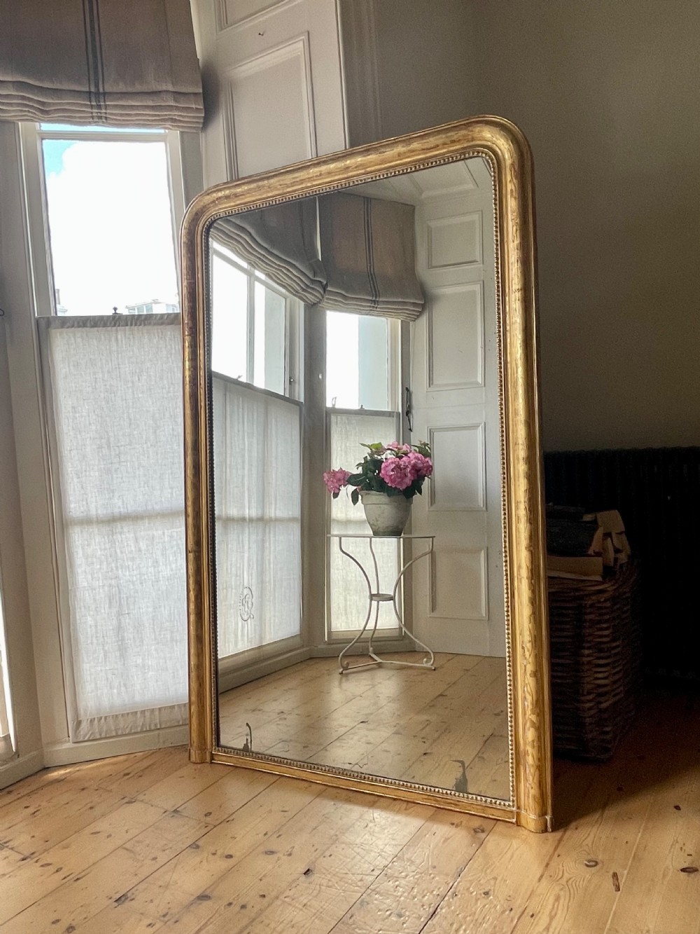 Large antique French gilt Louis Philippe mirror - mercury glass View IX